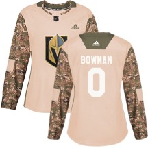 Women's Adidas Vegas Golden Knights Braeden Bowman Gold Camo Veterans Day Practice Jersey - Authentic