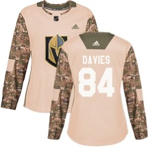 Women's Adidas Vegas Golden Knights Jeremy Davies Gold Camo Veterans Day Practice Jersey - Authentic