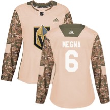 Women's Adidas Vegas Golden Knights Jaycob Megna Gold Camo Veterans Day Practice Jersey - Authentic