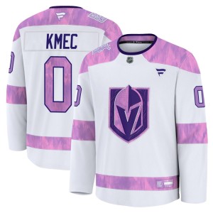 Men's Fanatics Vegas Golden Knights Viliam Kmec Gold White 2024 Hockey Fights Cancer Practice Jersey - Premium