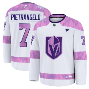 Men's Fanatics Vegas Golden Knights Alex Pietrangelo Gold White 2024 Hockey Fights Cancer Practice Jersey - Premium