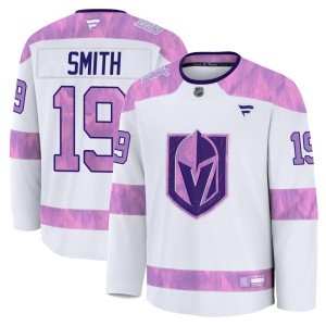 Men's Fanatics Vegas Golden Knights Reilly Smith Gold White 2024 Hockey Fights Cancer Practice Jersey - Premium