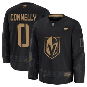 Youth Fanatics Vegas Golden Knights Trevor Connelly Gold Black 2024 Military Appreciation Practice Jersey - Premium