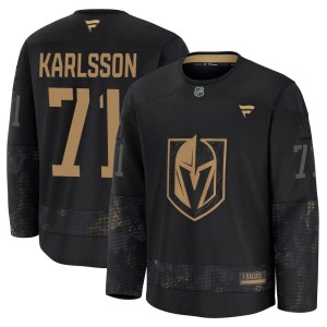 Youth Fanatics Vegas Golden Knights William Karlsson Gold Black 2024 Military Appreciation Practice Jersey - Premium