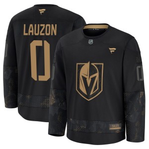 Youth Fanatics Vegas Golden Knights Jeremy Lauzon Gold Black 2024 Military Appreciation Practice Jersey - Premium