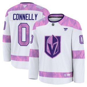 Youth Fanatics Vegas Golden Knights Trevor Connelly Gold White 2024 Hockey Fights Cancer Practice Jersey - Premium