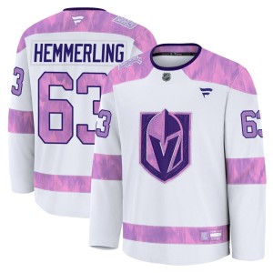 Youth Fanatics Vegas Golden Knights Ben Hemmerling Gold White 2024 Hockey Fights Cancer Practice Jersey - Premium