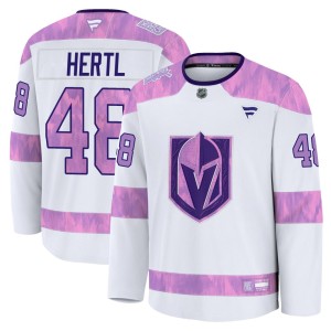 Youth Fanatics Vegas Golden Knights Tomas Hertl Gold White 2024 Hockey Fights Cancer Practice Jersey - Premium