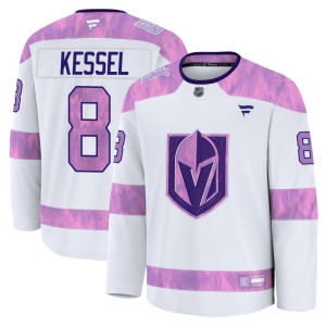 Youth Fanatics Vegas Golden Knights Phil Kessel Gold White 2024 Hockey Fights Cancer Practice Jersey - Premium