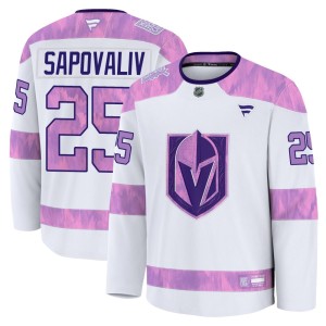 Youth Fanatics Vegas Golden Knights Matyas Sapovaliv Gold White 2024 Hockey Fights Cancer Practice Jersey - Premium