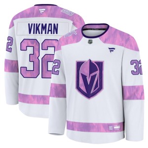 Youth Fanatics Vegas Golden Knights Jesper Vikman Gold White 2024 Hockey Fights Cancer Practice Jersey - Premium