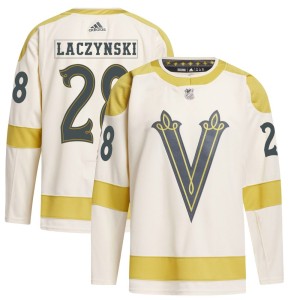 Youth Adidas Vegas Golden Knights Tanner Laczynski Gold Cream 2024 Winter Classic Primegreen Jersey - Authentic