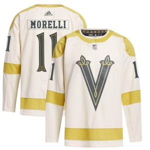 Youth Adidas Vegas Golden Knights Mason Morelli Gold Cream 2024 Winter Classic Primegreen Jersey - Authentic