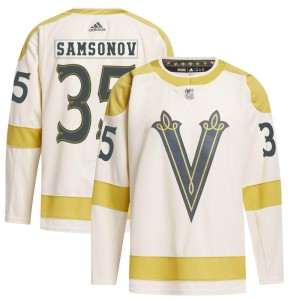 Youth Adidas Vegas Golden Knights Ilya Samsonov Gold Cream 2024 Winter Classic Primegreen Jersey - Authentic