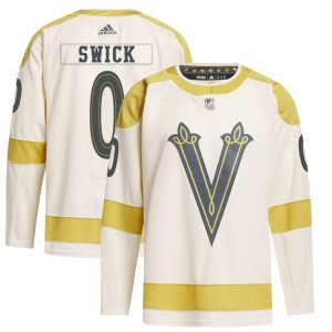 Youth Adidas Vegas Golden Knights Trent Swick Gold Cream 2024 Winter Classic Primegreen Jersey - Authentic