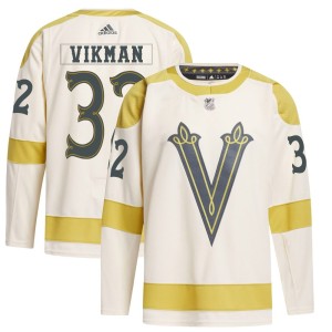 Youth Adidas Vegas Golden Knights Jesper Vikman Gold Cream 2024 Winter Classic Primegreen Jersey - Authentic