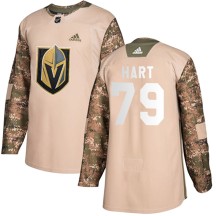 Youth Adidas Vegas Golden Knights Carter Hart Gold Camo Veterans Day Practice Jersey - Authentic