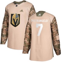 Youth Adidas Vegas Golden Knights Alex Pietrangelo Gold Camo Veterans Day Practice Jersey - Authentic