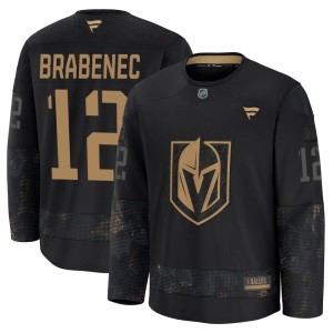 Men's Fanatics Vegas Golden Knights Jakub Brabenec Gold Black 2024 Military Appreciation Practice Jersey - Premium
