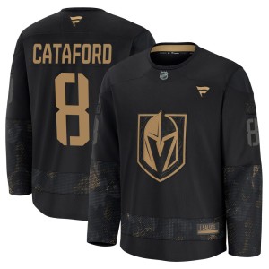 Men's Fanatics Vegas Golden Knights Mathieu Cataford Gold Black 2024 Military Appreciation Practice Jersey - Premium