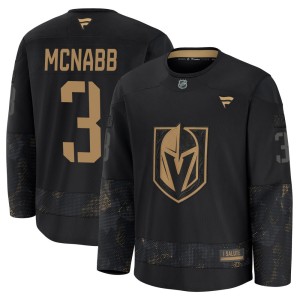 Men's Fanatics Vegas Golden Knights Brayden McNabb Gold Black 2024 Military Appreciation Practice Jersey - Premium