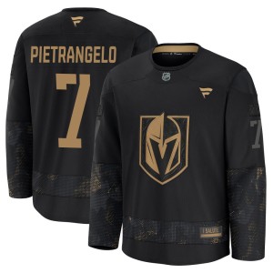 Men's Fanatics Vegas Golden Knights Alex Pietrangelo Gold Black 2024 Military Appreciation Practice Jersey - Premium