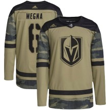 Men's Adidas Vegas Golden Knights Jaycob Megna Gold Camo Military Appreciation Practice Jersey - Authentic