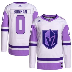 Men's Adidas Vegas Golden Knights Braeden Bowman White/Purple Hockey Fights Cancer Primegreen Jersey - Authentic