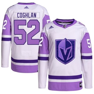 Men's Adidas Vegas Golden Knights Dylan Coghlan White/Purple Hockey Fights Cancer Primegreen Jersey - Authentic