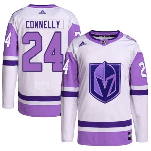 Men's Adidas Vegas Golden Knights Trevor Connelly White/Purple Hockey Fights Cancer Primegreen Jersey - Authentic