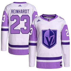 Men's Adidas Vegas Golden Knights Cole Reinhardt White/Purple Hockey Fights Cancer Primegreen Jersey - Authentic