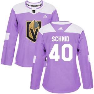 Women's Adidas Vegas Golden Knights Akira Schmid Purple Fights Cancer Practice Jersey - Authentic