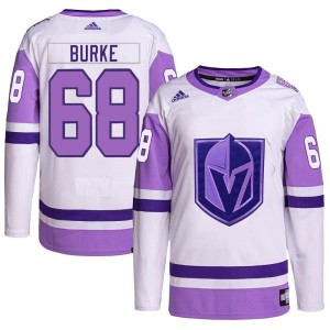 Youth Adidas Vegas Golden Knights Callahan Burke White/Purple Hockey Fights Cancer Primegreen Jersey - Authentic
