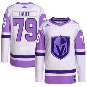 Youth Adidas Vegas Golden Knights Carter Hart White/Purple Hockey Fights Cancer Primegreen Jersey - Authentic