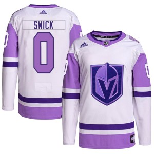 Youth Adidas Vegas Golden Knights Trent Swick White/Purple Hockey Fights Cancer Primegreen Jersey - Authentic