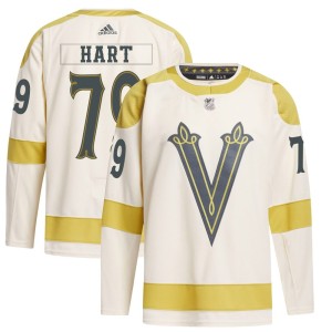 Men's Adidas Vegas Golden Knights Carter Hart Gold Cream 2024 Winter Classic Primegreen Jersey - Authentic