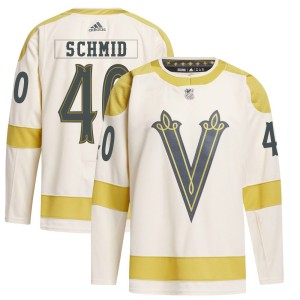 Men's Adidas Vegas Golden Knights Akira Schmid Gold Cream 2024 Winter Classic Primegreen Jersey - Authentic